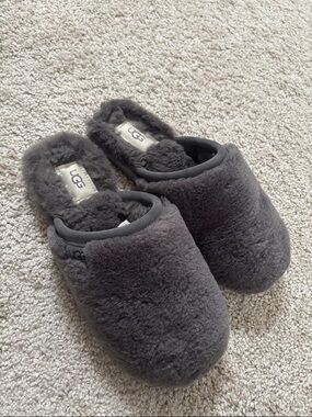 UGG Charcoal Plush Shearling Slippers